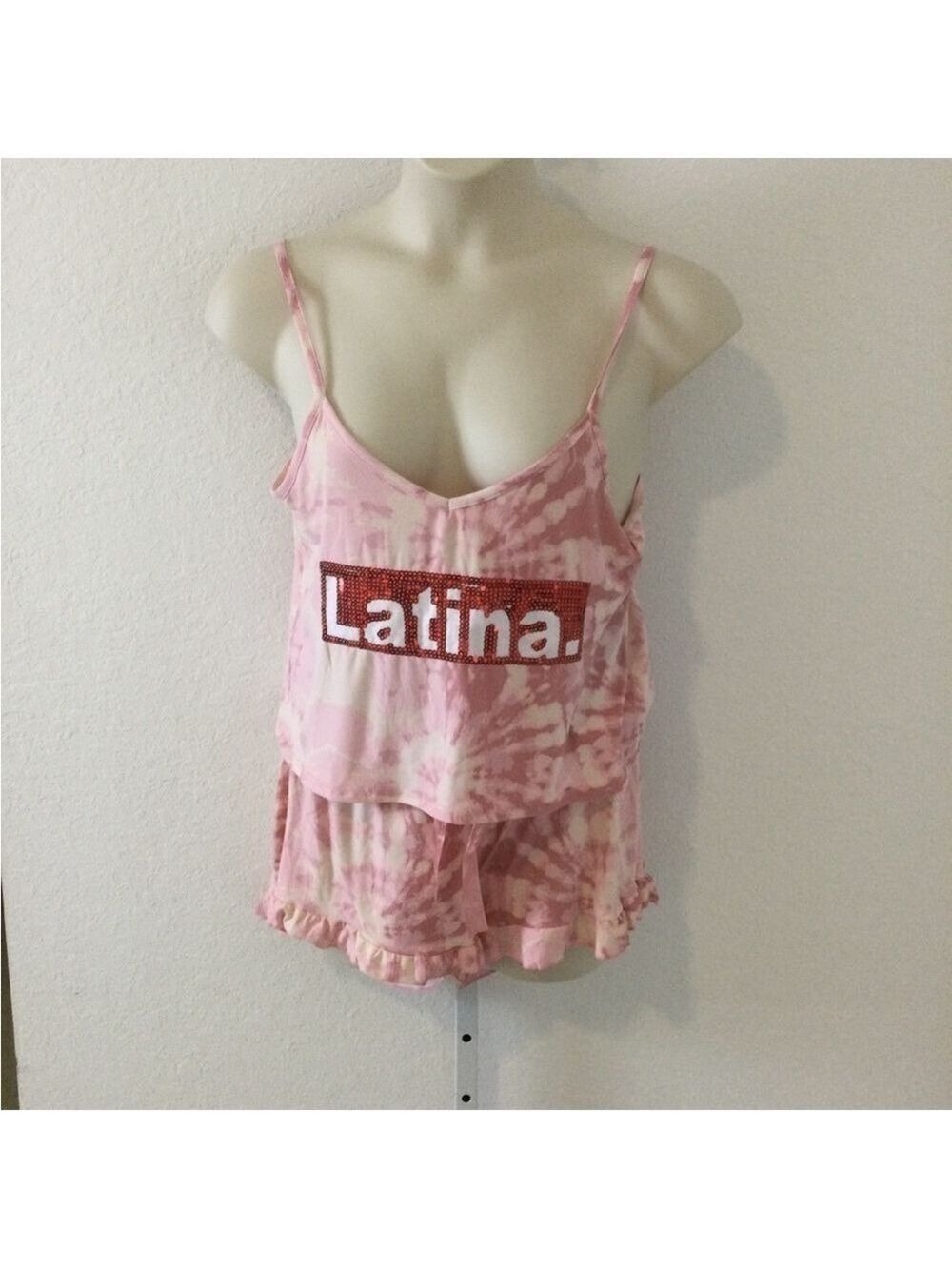 Weekending Latina sequins tie dye pajama set cami & shorts Woman’s XL
